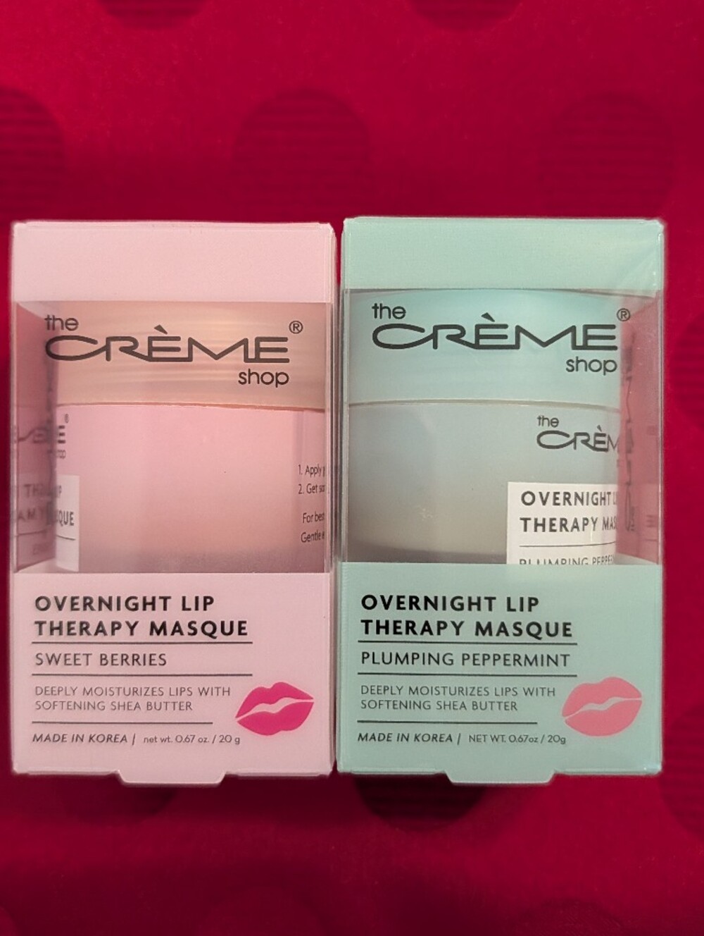 2 Overnight Lip Therapy Masque Sweet Berries & Plumping Peppermint Bundle